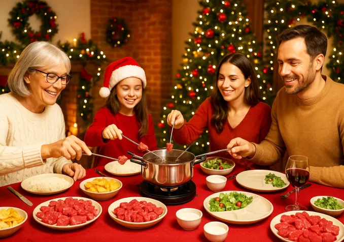 Fêter la nativité sur la colline Fondue chinoise à Crêt-Bérard