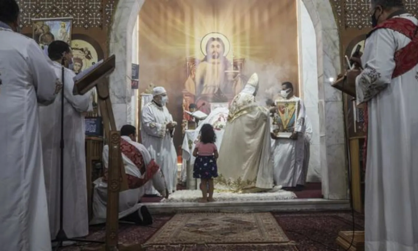 Une célébration religieuse dans une église copte du Caire en mai 2021. AP Photo/Keystone - Nariman El-Mofty