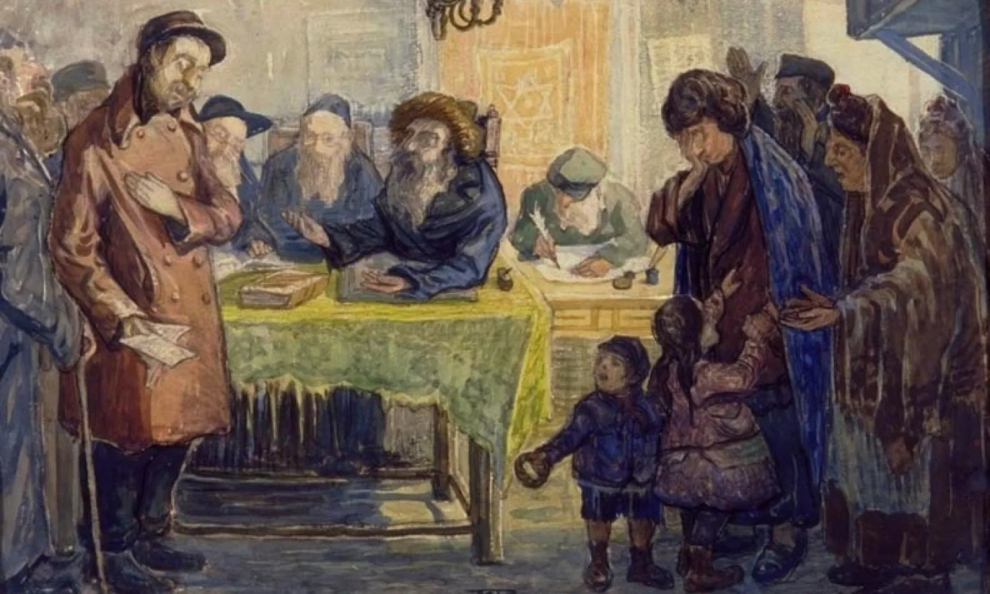 "Le Get" par Moshe Rynecki, 1930 ©Moshe Rynecki (1881-1943), Public domain, via Wikimedia Commons