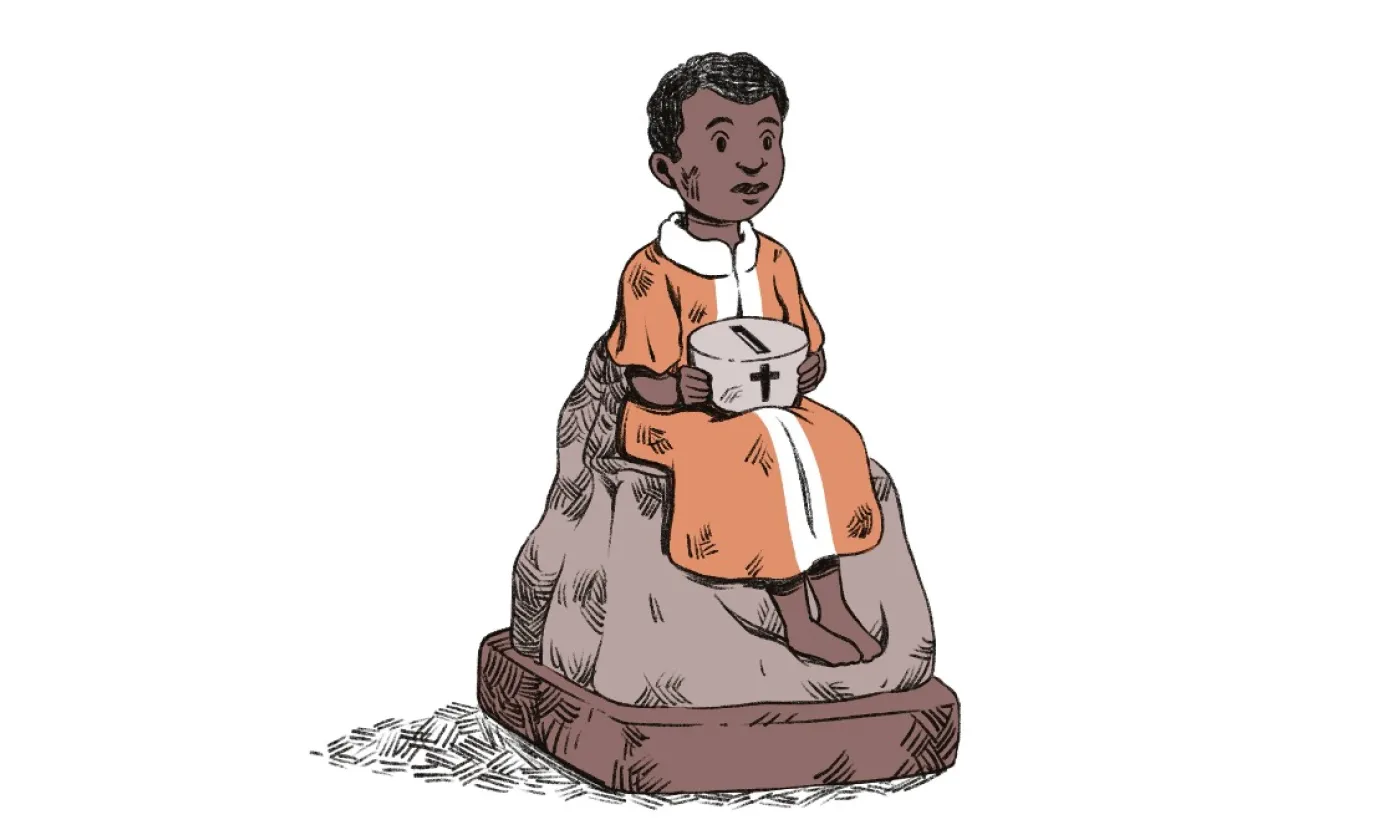 La tirelire du petit Noir qui dit merci © Mathieu Paillard