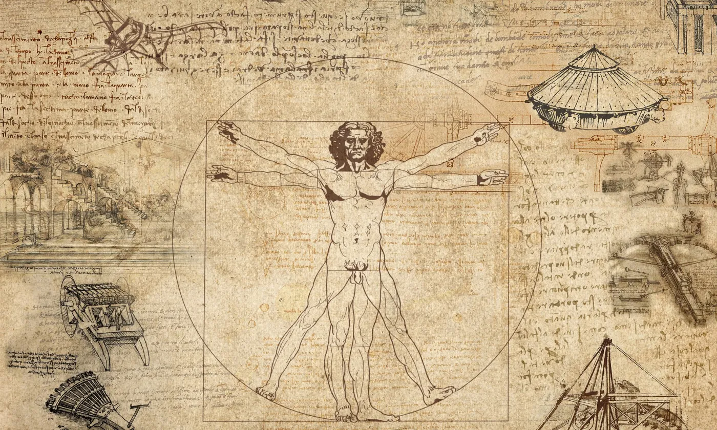 Collage autour de «L'homme de Vitruve» (1492) Pixabay